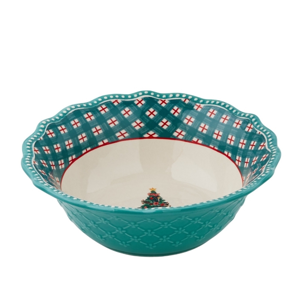2022 2 Bowls  New Pioneer Woman Wishful Winter Holiday Teal Bowl